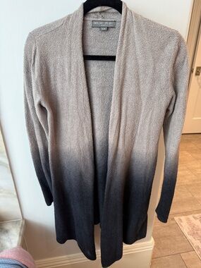 Barefoot Dreams Grey to Dark Grey Ombre Open Cardigan